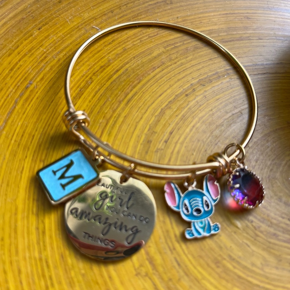 Stitch Character Gold Charm Bracelet with Stitch Charm